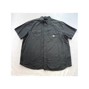 Carhartt Men's Loose Fit Chambray Short Sleeve Button Up Shirt Gray Sz XL